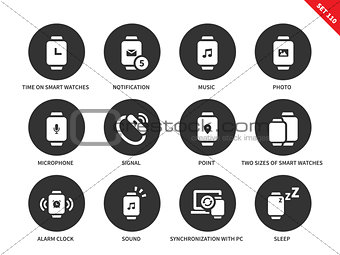 Media smartwatch icons on white background