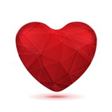 Bright red polygonal heart vector background