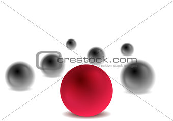 Red and black 3d balls on white for infographic design