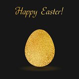 Gold easter egg sparkles on black background