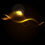 Gold color glow waves vector background