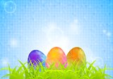 Abstract Easter background with grass and polygonal eggs