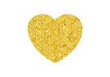 Gold Valentines heart sparkles on white background