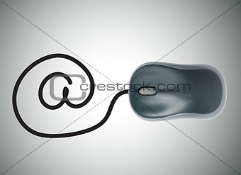 Computer mouse wire in to e-mail logo