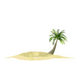 polygonal triangulated island with palm-tree over white 