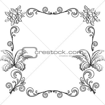 Abstract floral background, outline