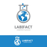 Vector logo combination of a earth and lab
