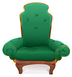 Green armchair. Cushioned furniture