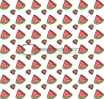 Cute seamless background with watermelon slices. beautiful vector illustration