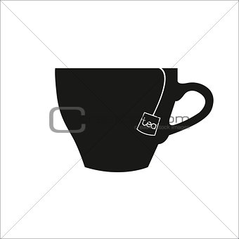 Vector icon of black cup on white background
