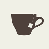 Vector icon of brown cup on beige background