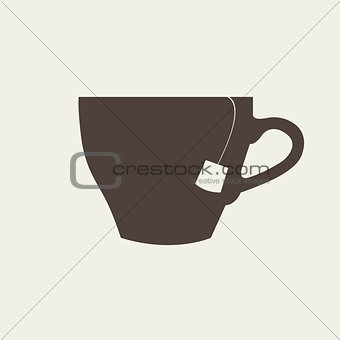 Vector icon of brown cup on beige background