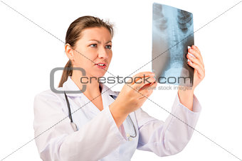 beautiful radiologist with an X-ray image