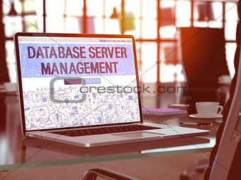 Database Server Management - Concept on Laptop Screen.