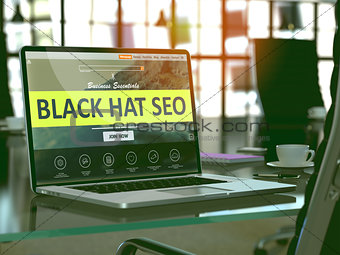 Laptop Screen with Black Hat Seo Concept.