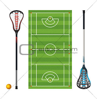 Lacrosse Field and Sticks and Balls