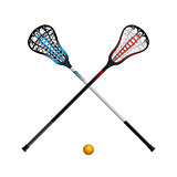 Isolated Lacrosse Sticks and Ball