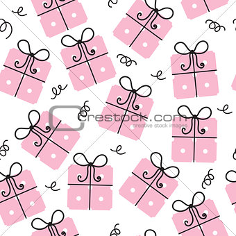 Gift seamless texture. Gifts background. Celebratory background. Vector illustration.