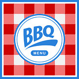 Rounded barbecue label on pattern background