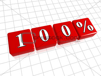 100 percentages in red cubes 