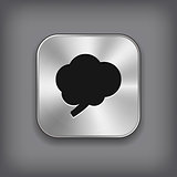 Brain icon - vector metal app button