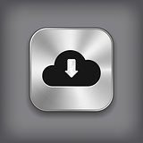 Cloud download icon - vector metal app button