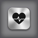Cardiology icon - vector metal app button