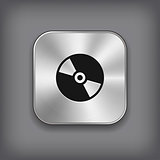 CD or DVD disc icon - vector metal app button