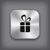 Gift icon - vector metal app button
