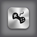 Video game icon - vector metal app button