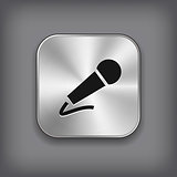 Microphone icon - vector metal app button