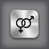 Male and female icon - vector metal app button