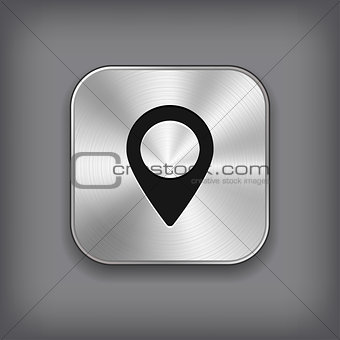 Map pointer icon - vector metal app button