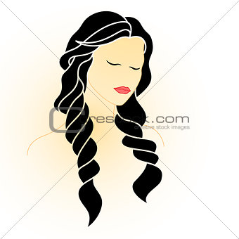 Beautiful woman with closed eyes and long hair