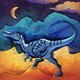 Dinosaur in the habitat. Illustration Of Alectrosaur
