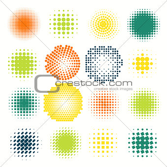 Collection of halftone sphere vector logo template. Abstract globe symbol, isolated round icon, business concept .You can use science and technology, tourism, financial or environmental background.