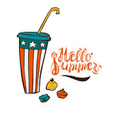 Summer ice-drink in cartoon style