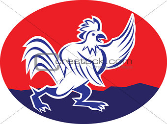 Rooster Chicken Pointing Wing Cartoon