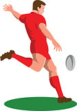 Rugby Player Kicking Ball Retro
