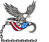 American Eagle Clutching Towing J Hook Flag Drape Retro