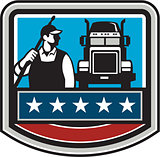 Pressure Washer Worker Truck Crest USA Flag Retro