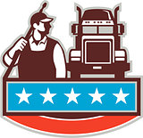 Pressure Washer Worker Truck USA Flag Retro