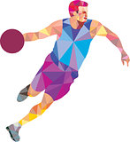 Basketball Player Dribble Front Low Polygon