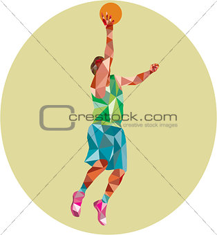 Basketball Player Lay Up Rebounding Ball Low Polygon