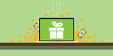 bonus wih gift box on the screen of the laptop