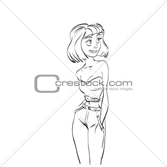 Beautiful young girl vector illustration