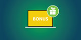 bonus with laptop and text gift box icon
