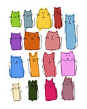 Colorful cats collection, sketch for your design
