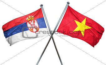 Serbia flag with Vietnam flag, 3D rendering