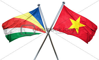 seychelles flag with Vietnam flag, 3D rendering